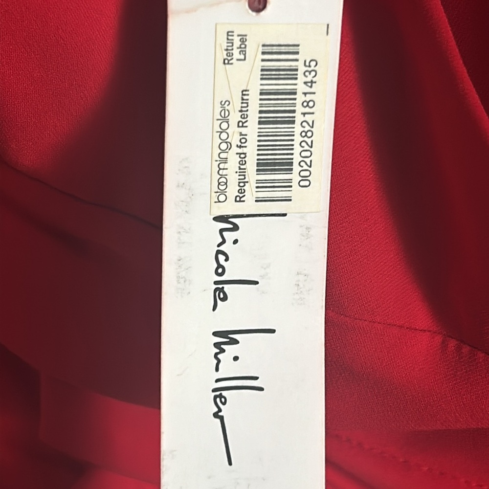 New Nicole Miller Red Silk Ruched Pleated Sleeveless Midi Dress Valentine’s Day - Picture 5 of 16